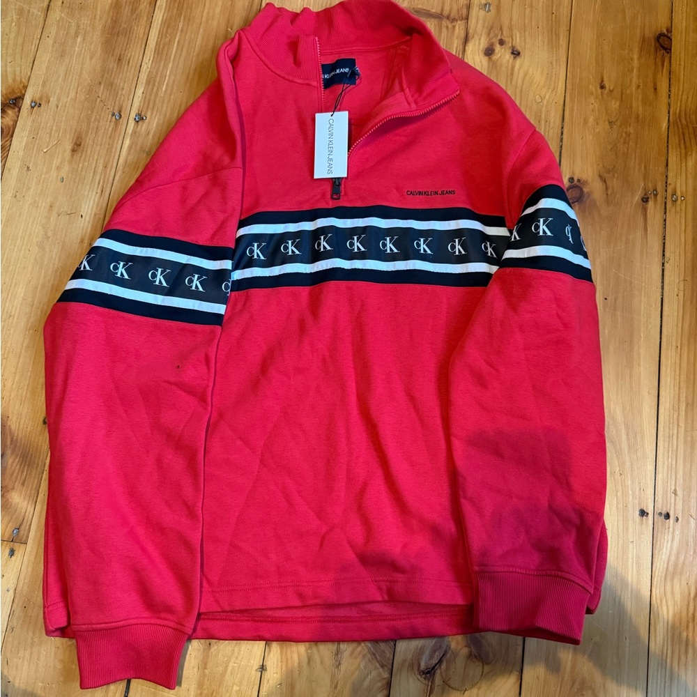 Calvin Klein Jeans Red Zip-Up Sweater
